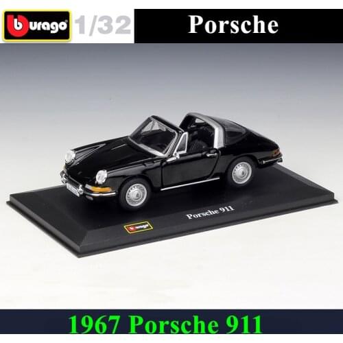 Bburago 1:32 1967 Porsche 911 simulation alloy car model plexiglass dustproof display base package Collecting gifts