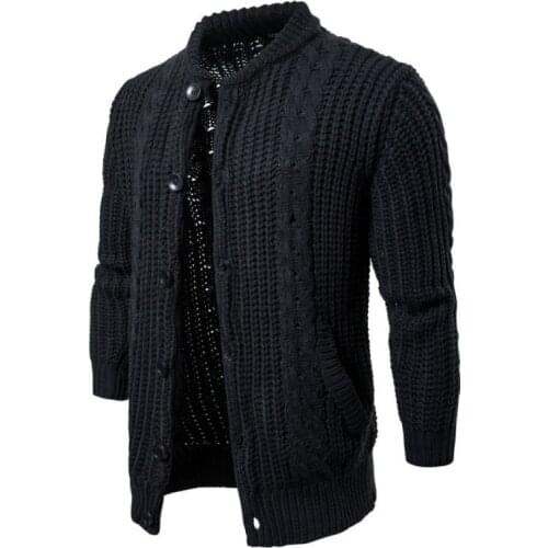 2021 Black Cotton mens cardigan Sweater Pullovers chaqueta punto hombre Men O-neck Sweaters mens clothing blusas masculino