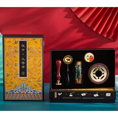 Retro Lacquer Seal Set Wax Stamp Gift Box Creative Wax Beads Stamp Make Brass Seal Postage Stamp Personalized Craft Supplies