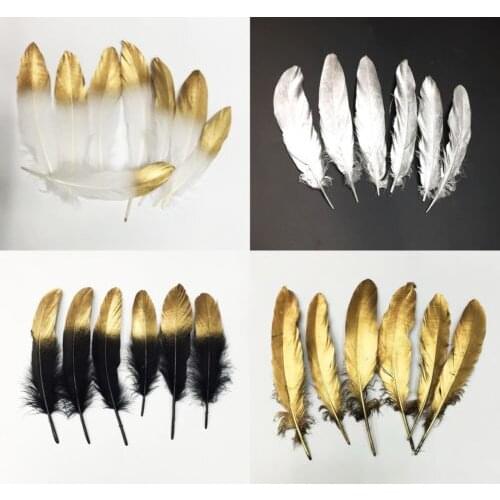 New Arrival 50pcs/lot! 13-17cm Multicolor Gold Tip Goose Feathers,Hat Trimming,Feathers for Millinery,Fascinators&Crafts