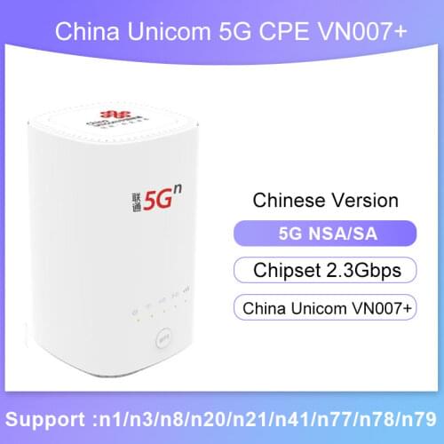 NEW Unlocked China Unicom VN007 5G CPE Wireless Router NSA SA 2.3Gbps Sim Slot Router Mesh wifi 5g CPE Modem Wireless High-power