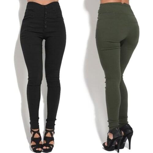 Skinny Push Up Jeans Woman High Waist Jeans For Women Slim Fit Stretched Button Jeans With Packet Bodycon Bandage