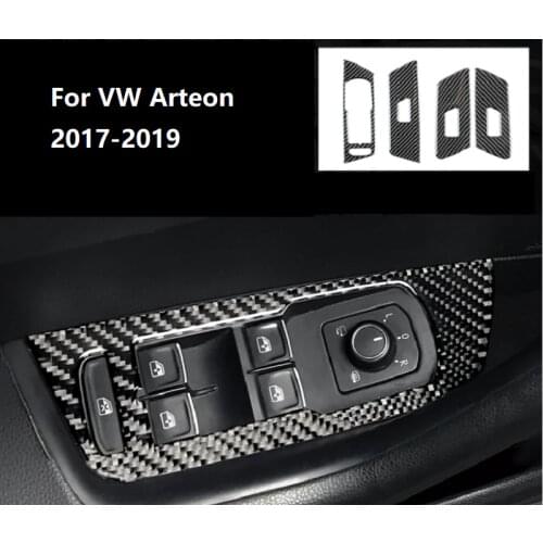 Fit For VW Arteon 2017-2019 /CC 2019 Carbon Fiber Interior Sticker Window Control Switch Panel Decoration Car Accessories