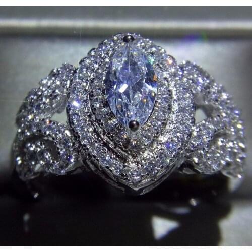 Drop Shipping Luxury Jewelry 925 Sterling Silver Marquise AAAAA Zirconia CZ Eternity Animal Rings Women Wedding Band Bow Ring