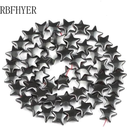 RBFHYER Five-Pointed Star shape8/10mm Black Hematite Natural Stone Loose beads for Handmade Jewelry bracelet Making DIY Findings