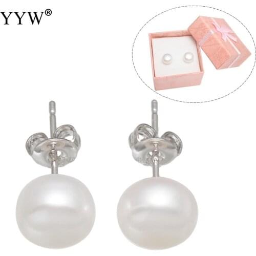 Top Luxury 8-9mm Natural Freshwater Pearl Earrings For Women Fashion Stud Earrings Women Lovers Wedding Gifts