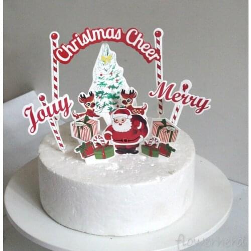 Christmas Card Cake Toppers Decorations Baking Cake Supplies Birthday Cupcake Decors for Home Birthday Celebration Cake Flags