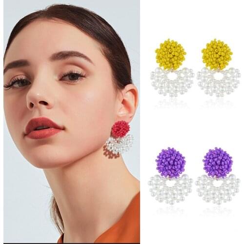 Handmade Faceted Beads Earrings for Woman Small Round Lott Earrings Oorbellen Statement Crystal aretes Bohemia 2019