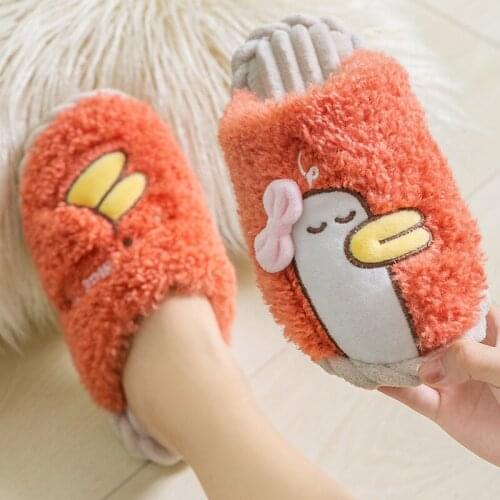 Women Slippers Winter Men Flip Flops Cute Cartoon Duck Couple Indoor Non-Slip Shoes Home Floor Slides Flat Casual Silent