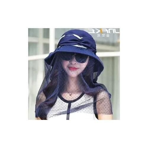 Hat Women Sun Protection Folding Veil Korean Visor Outdoor Mosquito-Proof Fisherman Cap Bee-Proof Summer Covering Fashion Lady