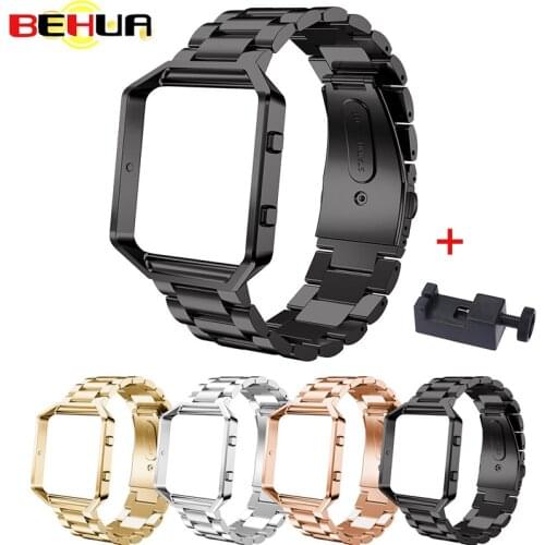 Replacement Stainless Steel Wrist watch Band With case Strap Frame For Fitbit Blaze classic bracelet for watches watchband Strap
