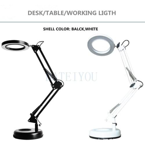 Led magnifying glass desk lamp usb beauty cold light multi-functional eye lamp led ring bank clip lamp