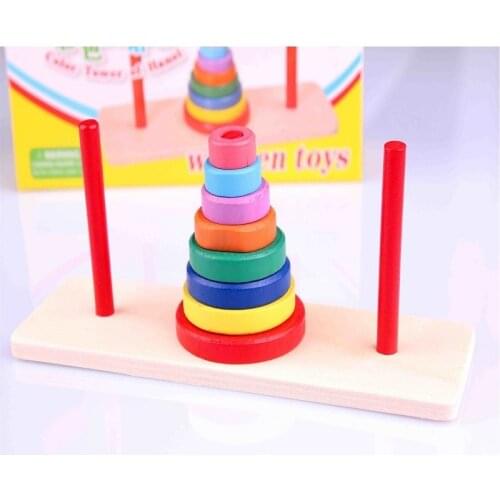 Intelligence Developer, Wooden Toys Colorful Mini Wooden Hanoi Towers