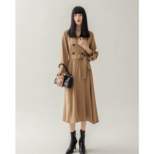 Xiyue 2021 spring French Lapel dress with thin waist