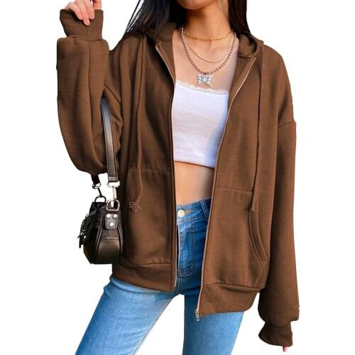 Y2K Zip Up Women Hoodie Sweatshirt Oversize Jacket Clothes Hoodies Long Sleeve Women Vintage Pocket E-girl
