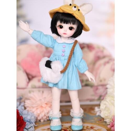 1/3 1/4 1/6 BJD Doll BJD/SD Fashion Blue Dress Clothes Doll For Baby Girl Dress Include Hat +Clothes+Bag