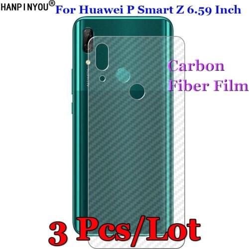 3Pcs/Lot For Huawei P Smart Z 6.59" 3D Non-slip Clear Carbon Fiber Back Film Screen Protector Protective Sticker (Not Glass)