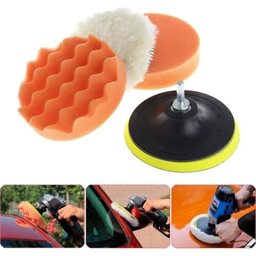 5Pcs/set 4 Inch 100mm M10 Sponge Waxing Buffing Polishing Pad Kit with Drill Adapter for Connect Wlectric Drill Wholesale