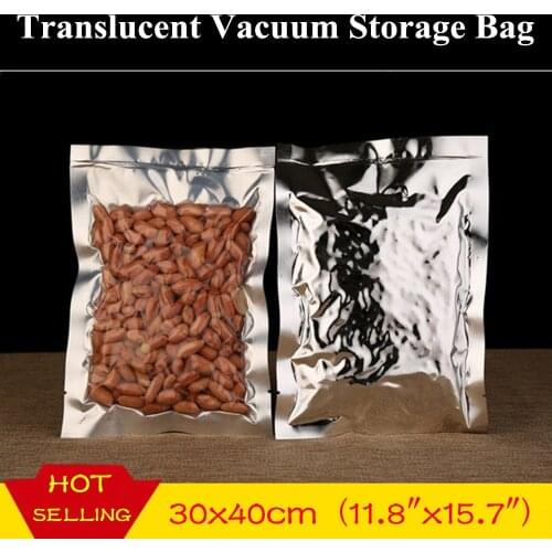 50pcs 30x40cm (11.8"x15.7") Translucent Clear+Foil Open Top Bag Moisture-proof Heat Sealing Snack Nuts Foil Vacuum Packaging Bag