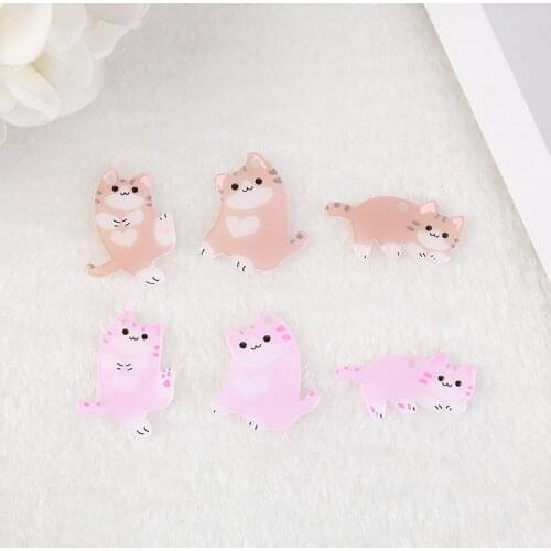 10 Pcs Acrylic Cat Charms Flatback Cartoon Animal Jewelry Findings for Earrings Keychain Diy Making