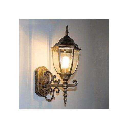 American creative personality LED glass outdoor wall lamp patio balcony corridor European retro LED waterproof gold wall lamp