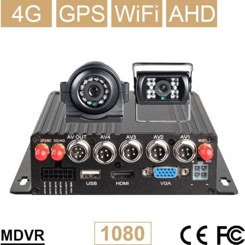 Free Shipping 4G GPS Wifi 4CH Video Dvr Recorder With 2Pcs Backup Camera Kits CCTV Real Time Surveillance Remote View G-sensor