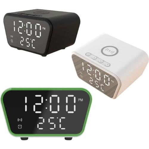 Wireless Phone Charger Fast Charging TYPE-C Port Electric Alarm Clock Digital Thermometer Clock HD Mirror Clock With Phone New