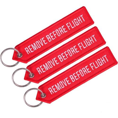 3 Pcs/Lot Remove Before Flight Key Chains for Aviation Gifts Embroidery Customize keyring Special Key Tags Jewelry sleutelhanger