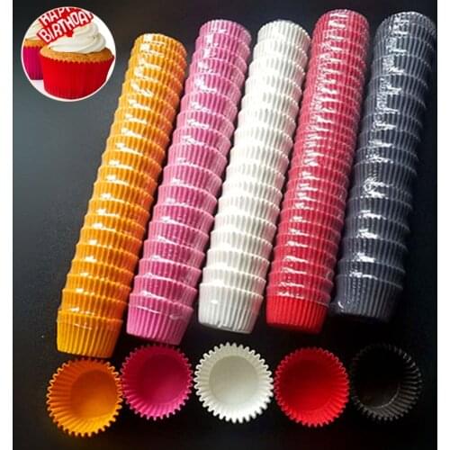 1000Pcs Mini size Chocalate Paper Liners Baking Muffin Cake Paper Cups Cake Forms Cupcake Cases Solid Color Party Tray Cake Mold