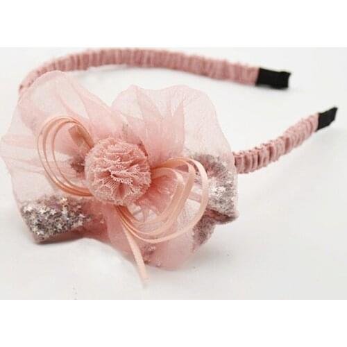 12pcs Korean Childrens Headwear Wholesale Little Stars Gauze Bow Student Hair Accessories Girls flower Pleated Headband