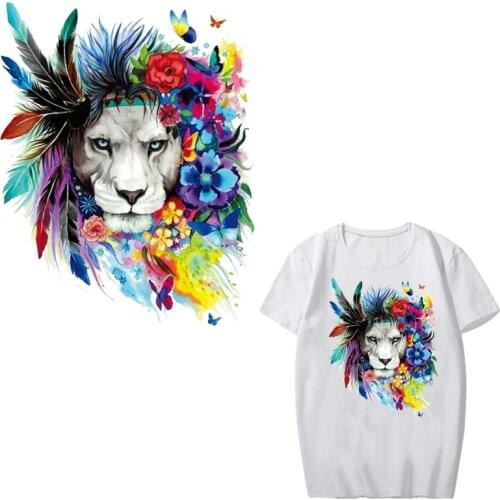Colorful Flower Lion Patch Iron-on Transfers Applications for Clothes DIY T-shirt Dresses Heat Transfer Vinyl Washable Stickers