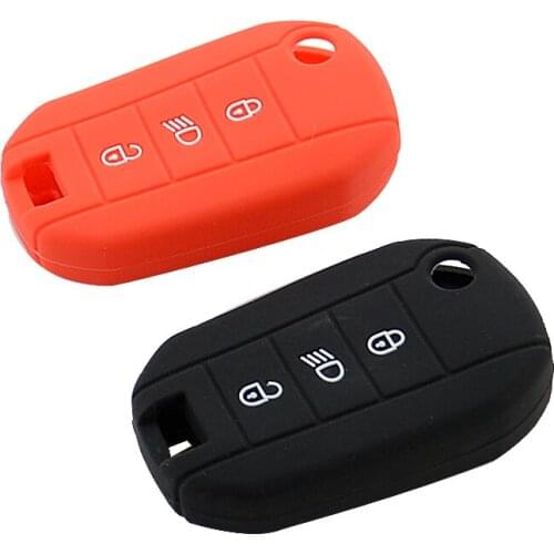 Colorful Soft Silicone 3 Buttons Remote Car Key Shell Cover Case For Peugeot 3008 308 RCZ 508 408 2008 Flip folding Protector