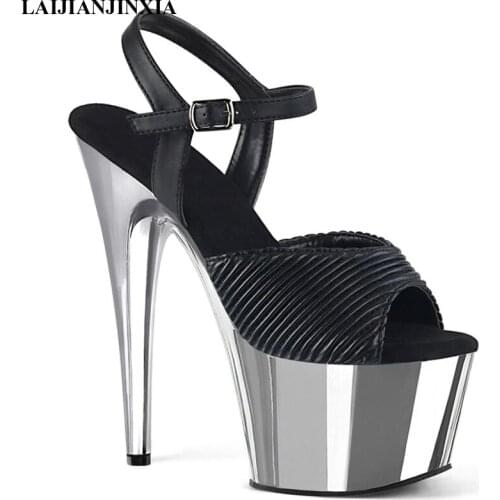 LAIJIANJINXIA Women Sexy Sandals 17CM High Heels Sexy Platform Sandals Girls Shoe for Party Club Sandals