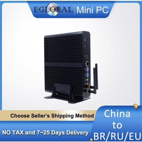 EGLOBAL Fanless Mini Computer Intel i7 10710U 10510U Desktop PC Windows 10 2*DDR4 M.2 NVMe+Msata+2.5'SATA HTPC Nettop HDMI DP