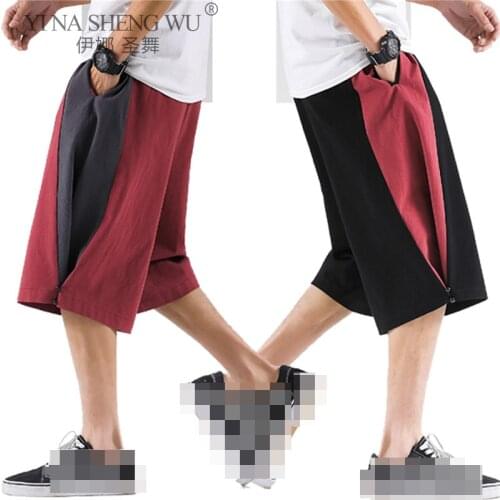 Men Harajuku Japanese Kimono Style Men Shorts Streetwear Shorts Pants Mens Summer Elasticated Waist Beach Male Large Size M-5XL