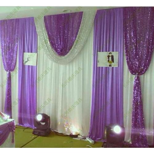 A set 3x6m Luxury Wedding backdrop with Shiny Seuqins Drape Wedding Curtain with swag wedding Backdrop Props Party Stage favorr