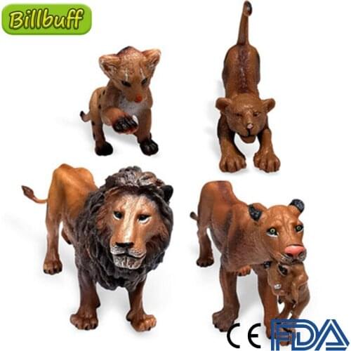New DIY Wild Simulation Animal Model Mini Animals Brown lion Kid Cognitive Educational Toy for Children Kid Micro landscape Gift