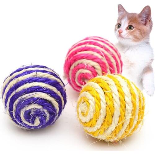 New Cat Pet Sisal Rope Weave Ball Teaser Play Woven Ball Chewing Rattle Scratch Chat Catch Toys for Cat Pet Products
