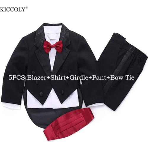 New fashion high quality boy suits 5 pcs coat+shirt+pants+bow tie+girdle formal boys wedding suit boys tuxedo formal sets