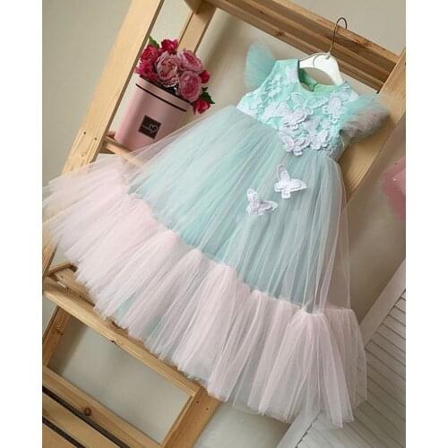 New Baby Girl Dress Cap Sleeve Vintage Retro Kids Dresses 3d Butterfly Girls Clothes Christmas Princess Children Clothes