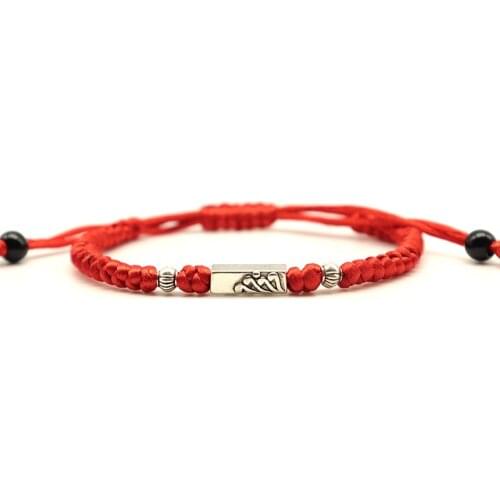 Braided Red Thread Bracelet For Lovers Creative Mountain and Sea Paired Braslet Vintage Silver Color Lucky Ethnic Brazalete Gift