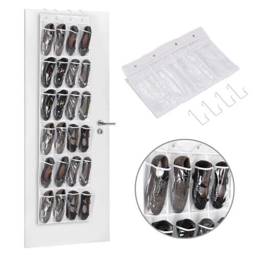 12/24 Pocket Over the Door Shoe Organizer Hanging Organizers Space Saver Rack Hanging Storage Hanger