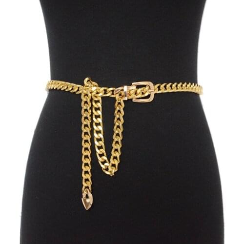 Hot New Fashion Metal Waist Chain belts for women girls gold thick causal punk pin buckled Metal waistband