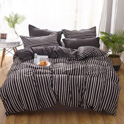 Bed Linens Fashion Bed Cover Set Simple Grey Stripes Bedding Set Kid Single Twin Full Queen King Size Comfortable Bed Clothes