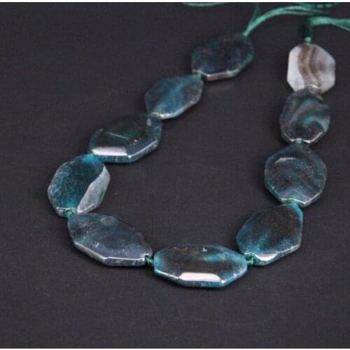 Approx10PCS/strand Dark green Raw Crack veins Agates Faceted Nugget Slice Beads,Natural Onxy Stone Slab Pendants Jewelry Making