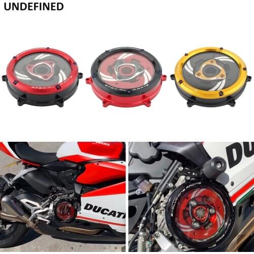 Clear Clutch Cover Protector Guard Motorcycle Engine Waterproof CNC Aluminum Alloy for Ducati Panigale 959 1199 1299 Corse ABS R