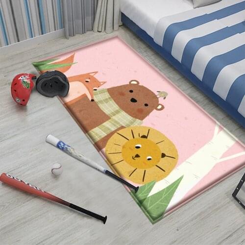 Rectangular Bedroom Living Room Decor Carpet Top Brand Interesting Animal Pattern Flannel Children Carpet Non-Slip Baby Carpet