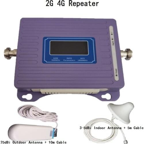 Russia GSM 900 4G LTE 1800 Repeater GSM 1800mhz Mobile Signal Booster DCS FDD-LTE Cellular Signal Amplifier + 2g 3g 4g antenna