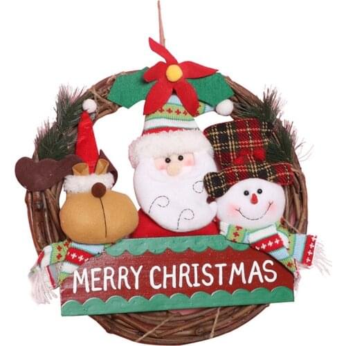 Christmas ornament rattan ring pendant large garland door hanging new year door ornament seasonal home decoration