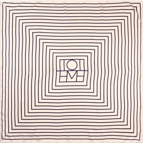 Manual Hand Rolled Twill Silk Scarf Women Geometric Print Square Scarves Wraps Echarpe Curled Foulards Femme Bandana Hijabs 90CM